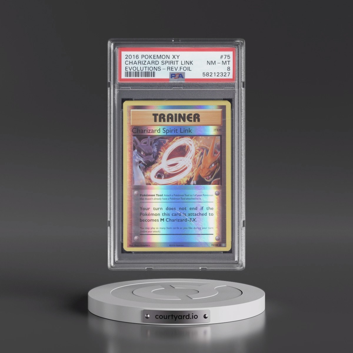 2016 Pokémon XY Evolutions Charizard Spirit Link - Reverse Foil #75 PSA 8