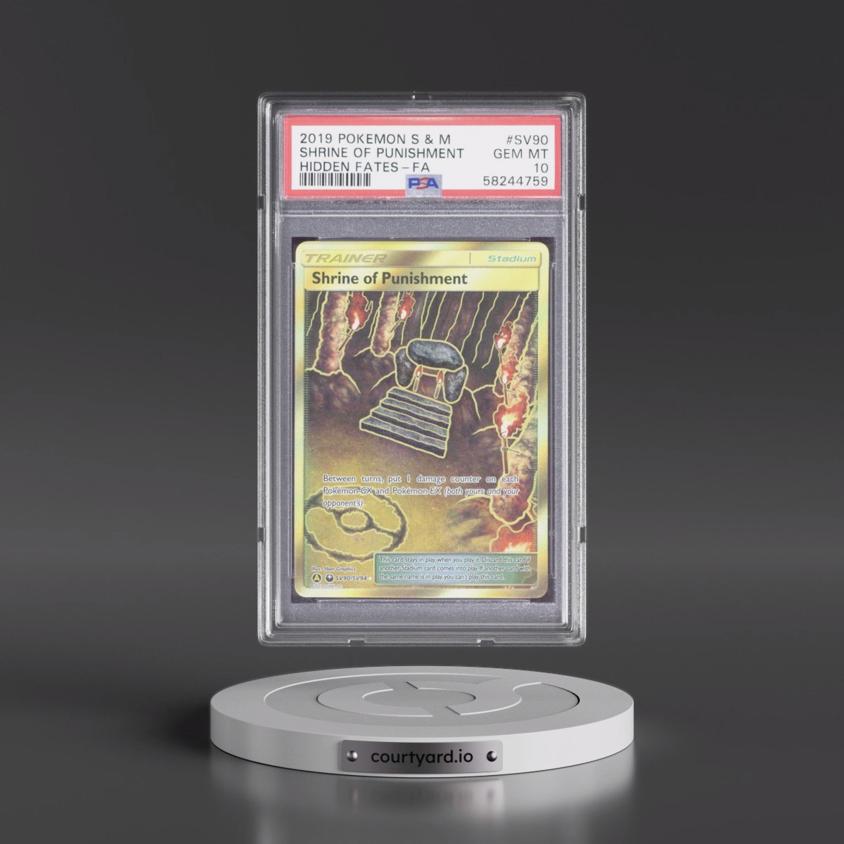 2019 Pokémon Sun & Moon Hidden Fates #SV90 Shrine of Punishment - Full Art (PSA 10 GEM MINT)