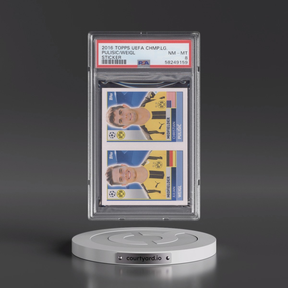 2016 Topps UEFA Champions League Sticker #DOR12 Christian Pulisic/Julian Weigl (PSA 8 NM-MT)
