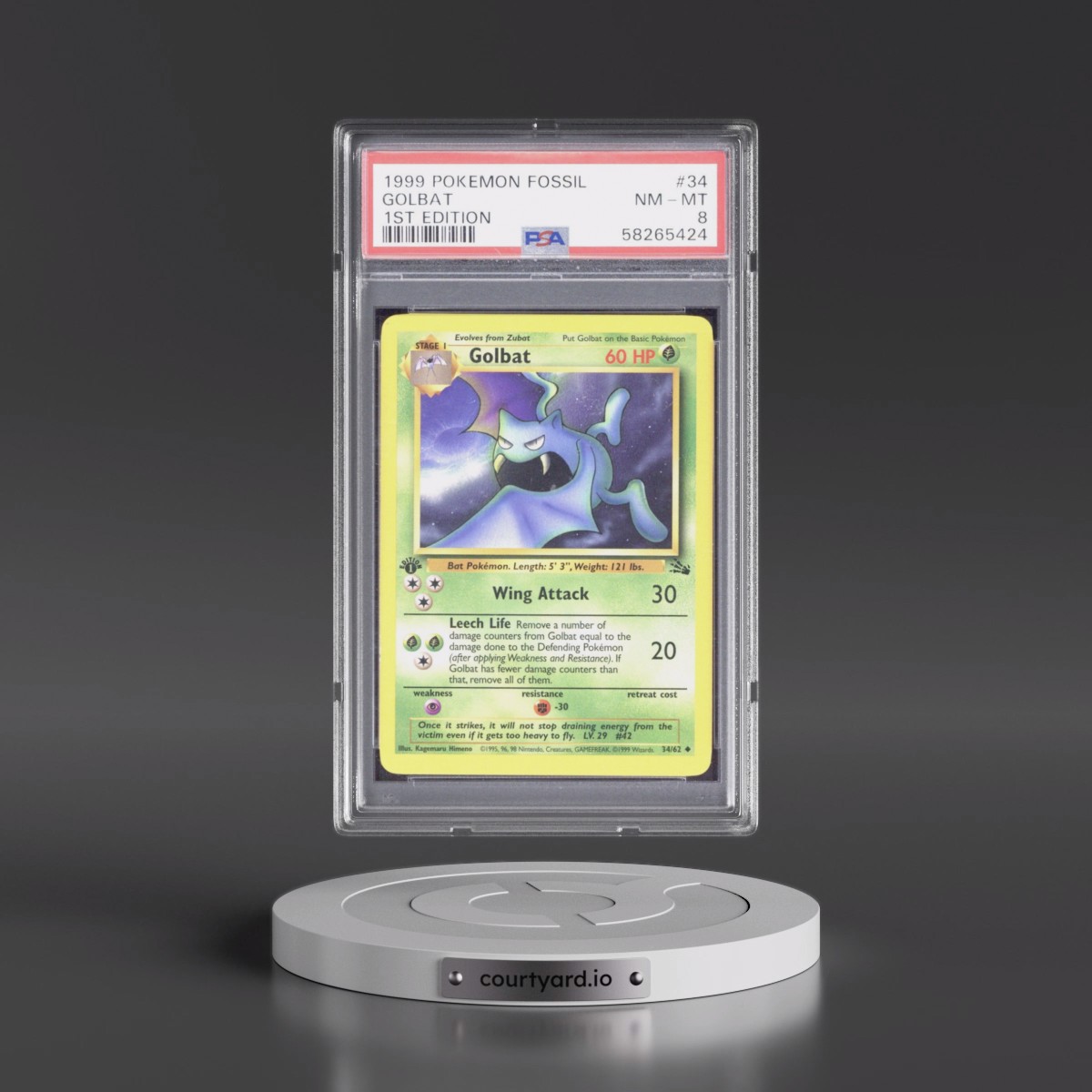 1999 Pokémon Fossil #34 Golbat - 1st Edition (PSA 8 NM-MT)