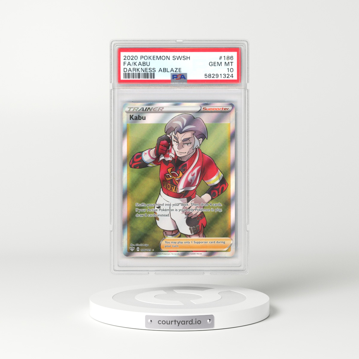 2020 Pokémon Sword & Shield Darkness Ablaze #186 Kabu - Full Art (PSA 10 GEM MINT)