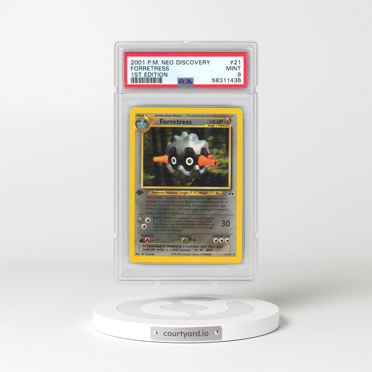 2001 Pokémon Neo Discovery #21 Forretress - 1st Edition (PSA 9 MINT)