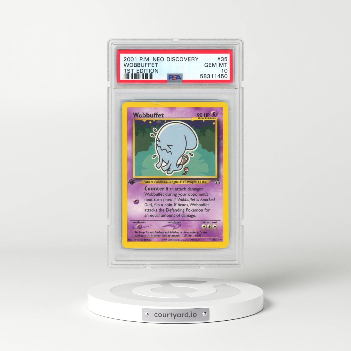 2001 Pokémon Neo Discovery #35 Wobbuffet - 1st Edition (PSA 10 GEM MINT)
