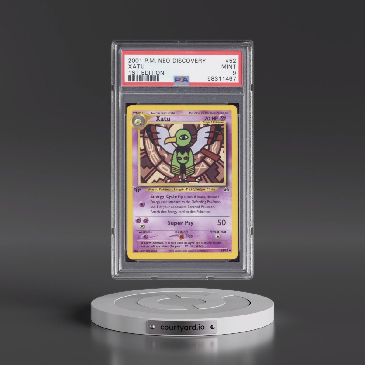 2001 Pokémon Neo Discovery #52 Xatu - 1st Edition (PSA 9 MINT)