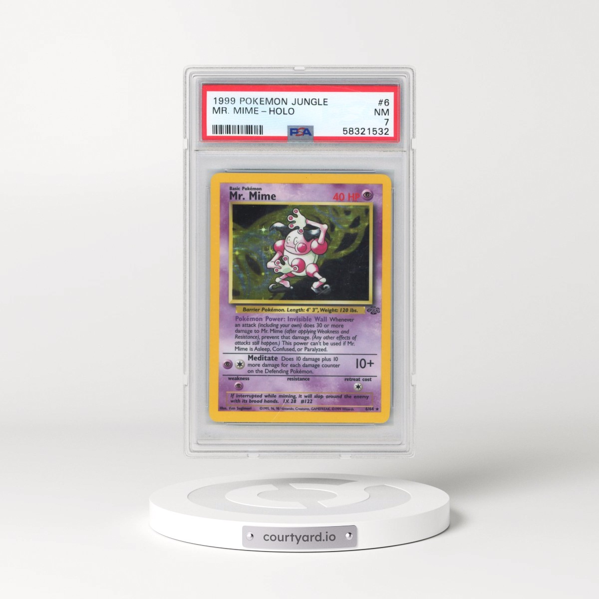 1999 Pokémon Jungle #6 Mr. Mime - Holo (PSA 7 NM)