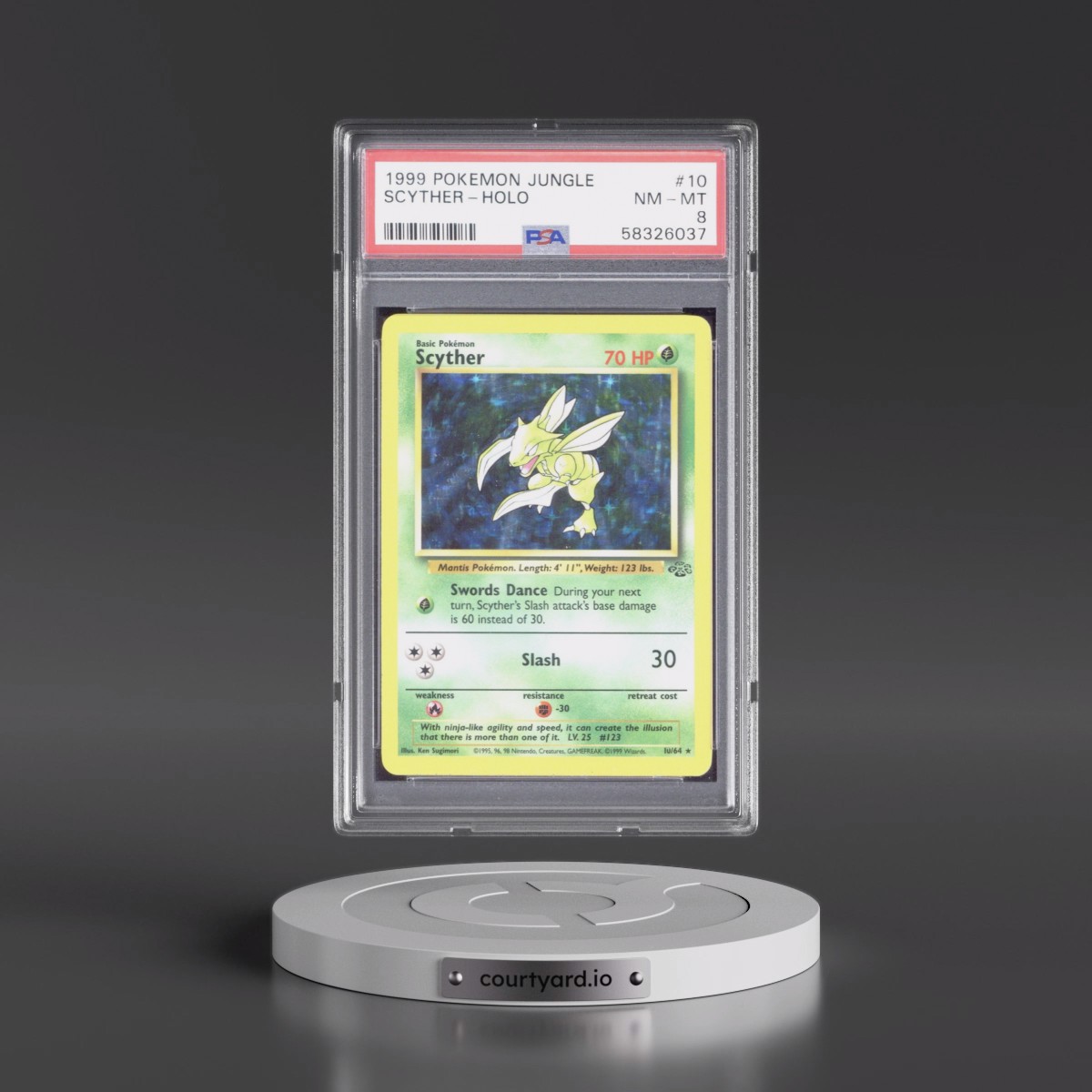 1999 Pokémon Jungle #10 Scyther - Holo (PSA 8 NM-MT)