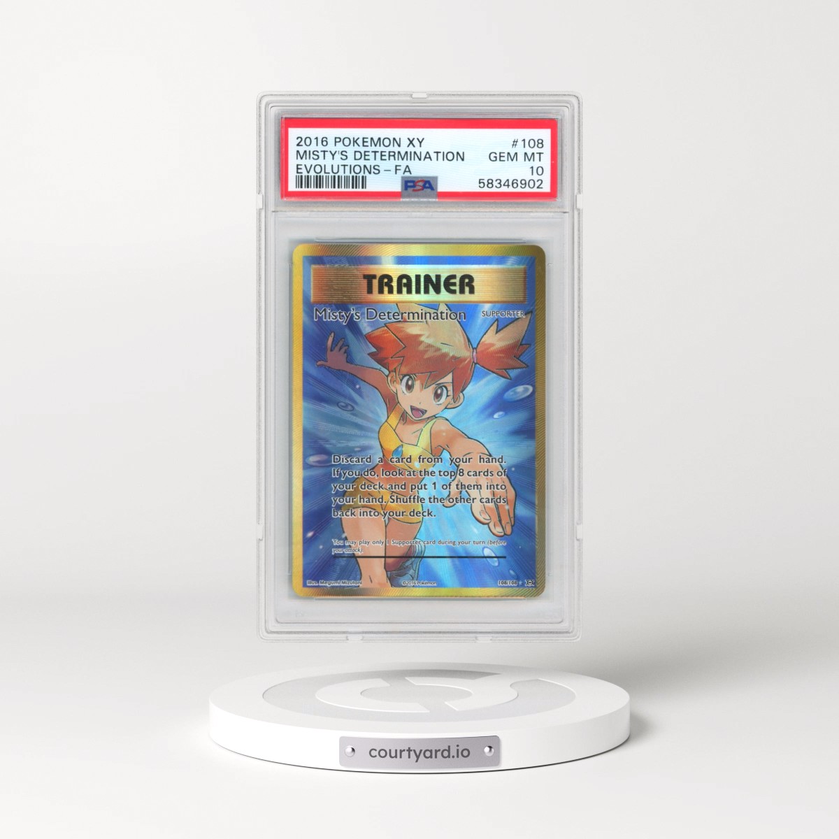 2016 Pokémon XY Evolutions #108 Misty's Determination - Full Art (PSA 10 GEM MINT)