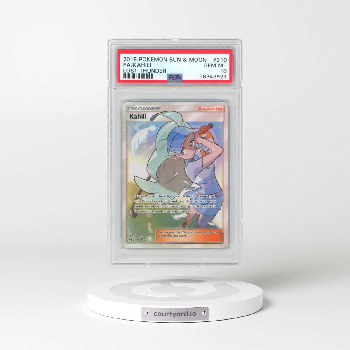 2018 Pokémon Sun & Moon Lost Thunder #210 Kahili - Full Art (PSA 10 GEM MINT)
