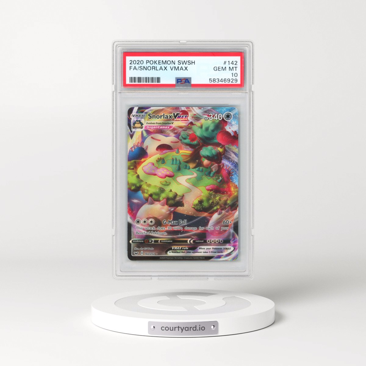 2020 Pokémon Sword & Shield #142 Snorlax Vmax - Full Art (PSA 10 GEM MINT)