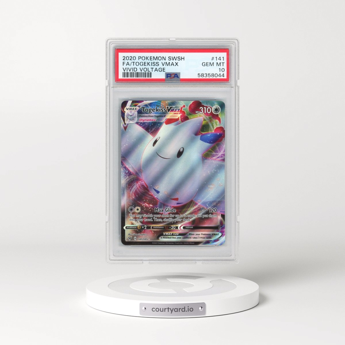 2020 Pokémon Sword & Shield Vivid Voltage #141 Togekiss Vmax - Full Art (PSA 10 GEM MINT)