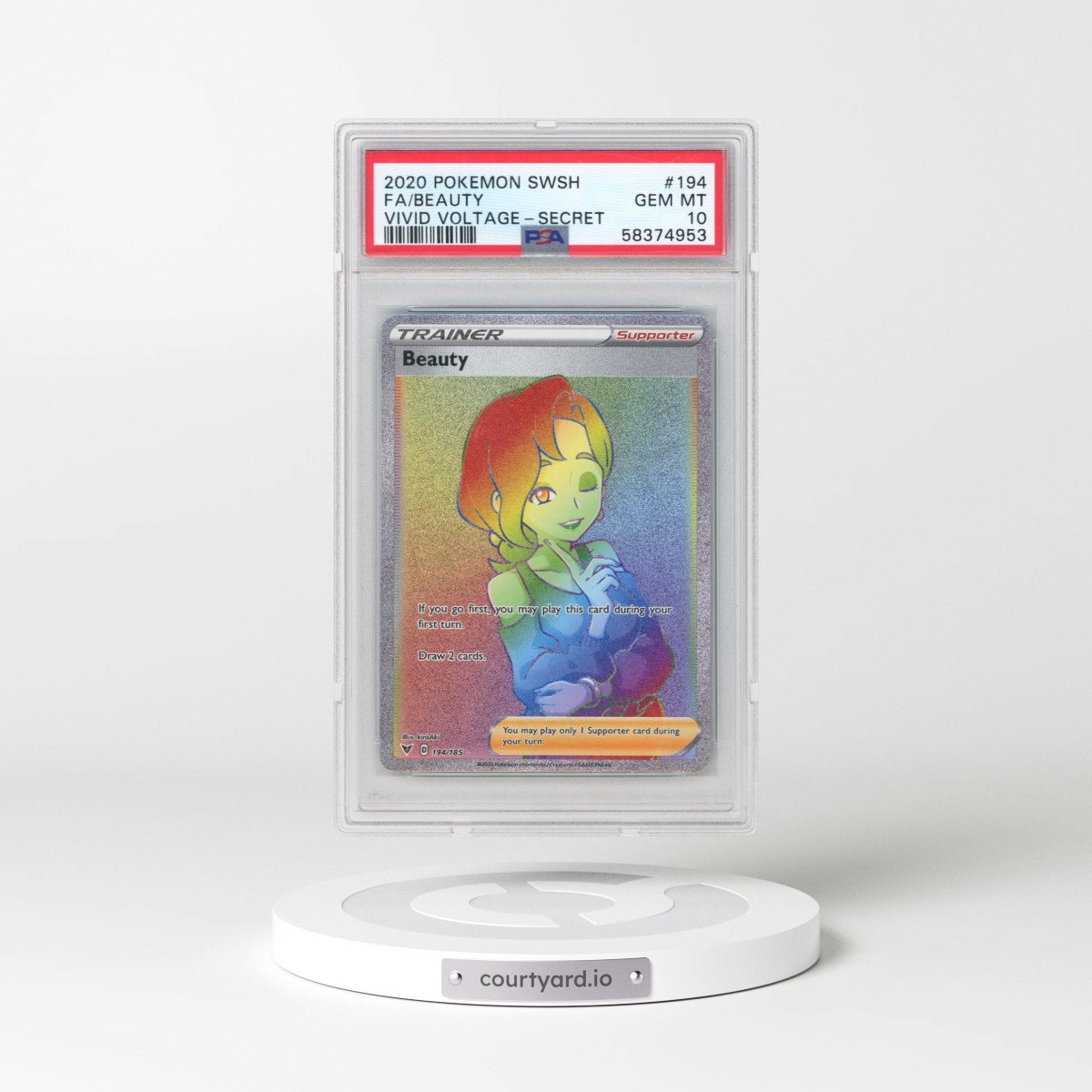 2020 Pokémon Sword & Shield Vivid Voltage #194 Beauty - Full Art Secret (PSA 10 GEM MINT)