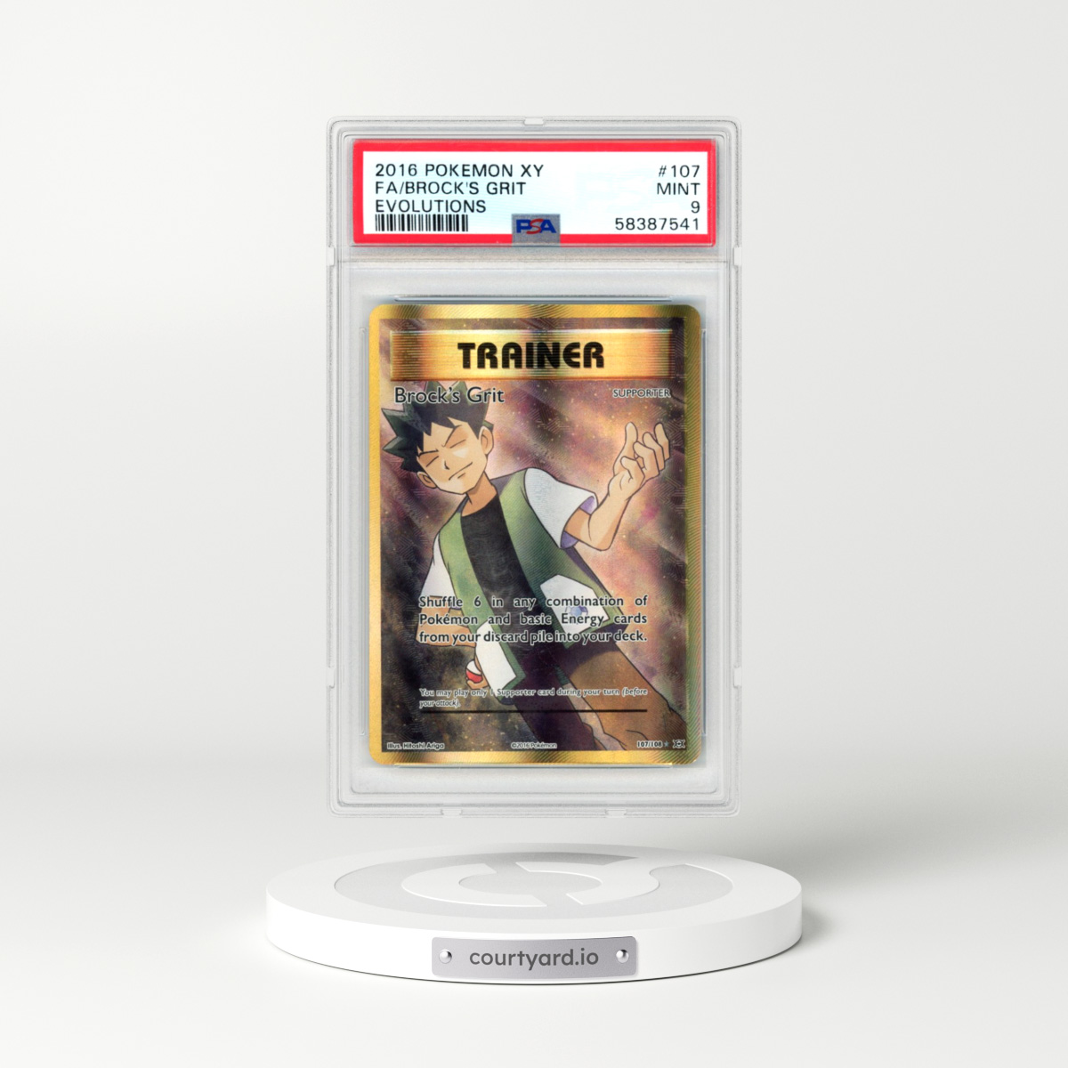2016 Pokémon XY Evolutions #107 Brock's Grit - Full Art (PSA 9 MINT)