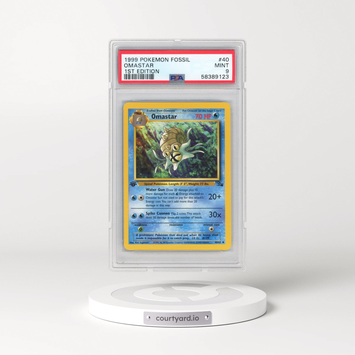 1999 Pokémon Fossil #40 Omastar - 1st Edition (PSA 9 MINT)