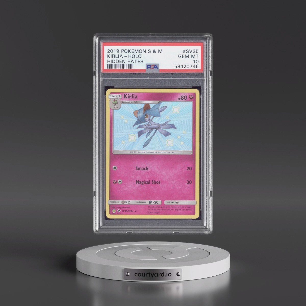 2019 Pokémon Sun & Moon Hidden Fates #SV35 Kirlia - Holo (PSA 10 GEM MINT)