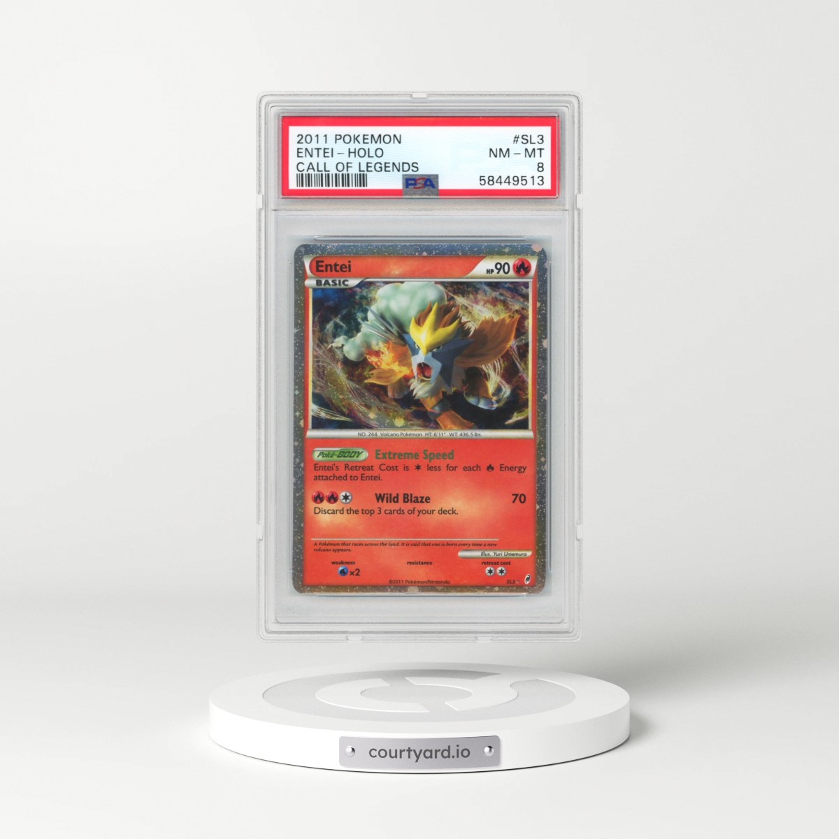 2011 Pokémon Call of Legends #SL3 Entei - Holo (PSA 8 NM-MT)