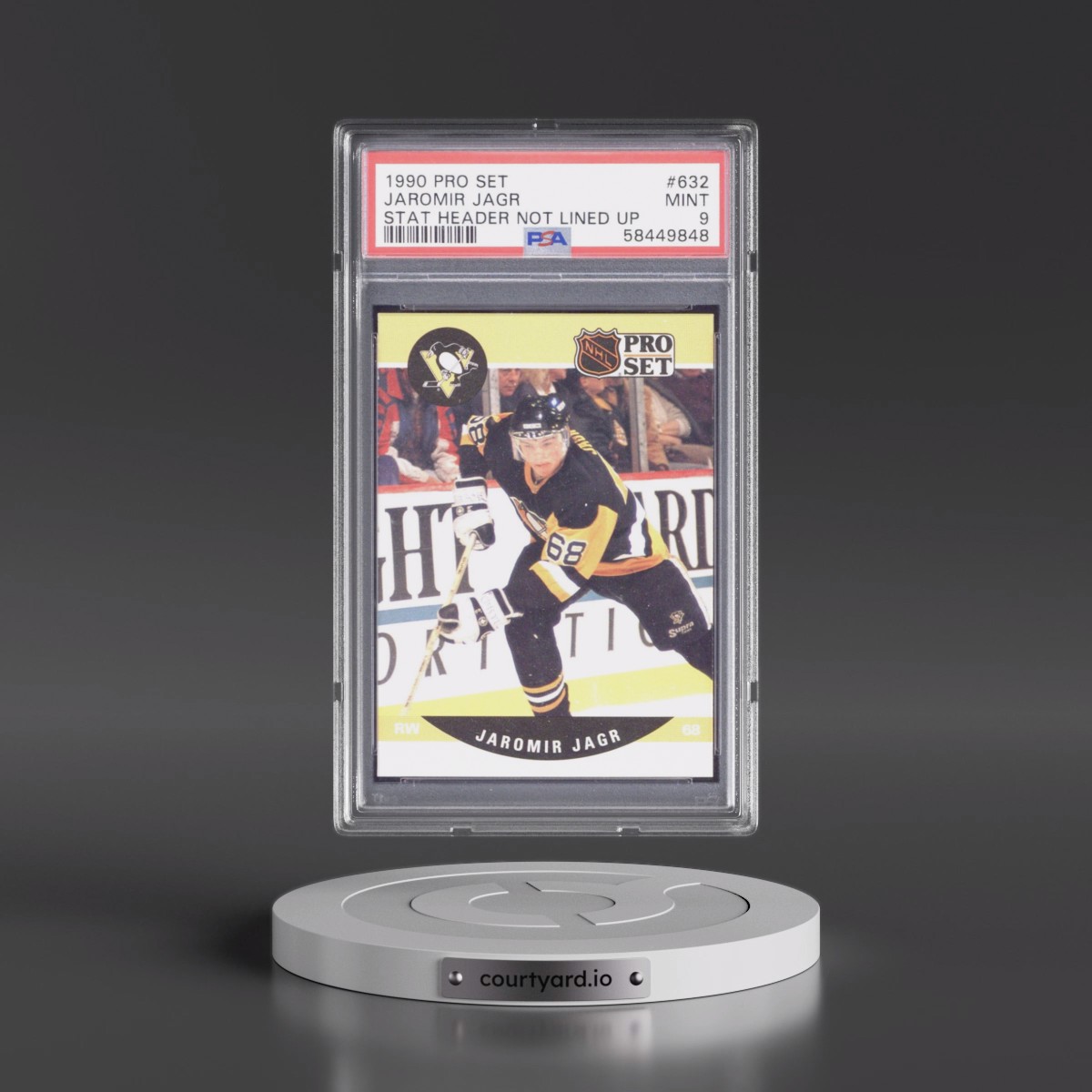 1990 Pro Set #632 Jaromir Jagr - Stat Header Not Lined Up (PSA 9 MINT)