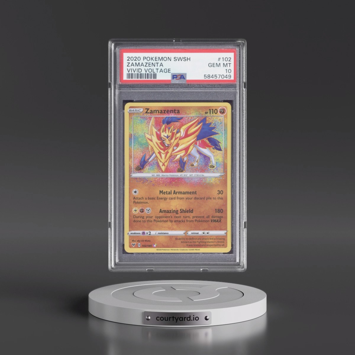 2020 Pokémon Sword & Shield Vivid Voltage #102 Zamazenta (PSA 10 GEM MINT)