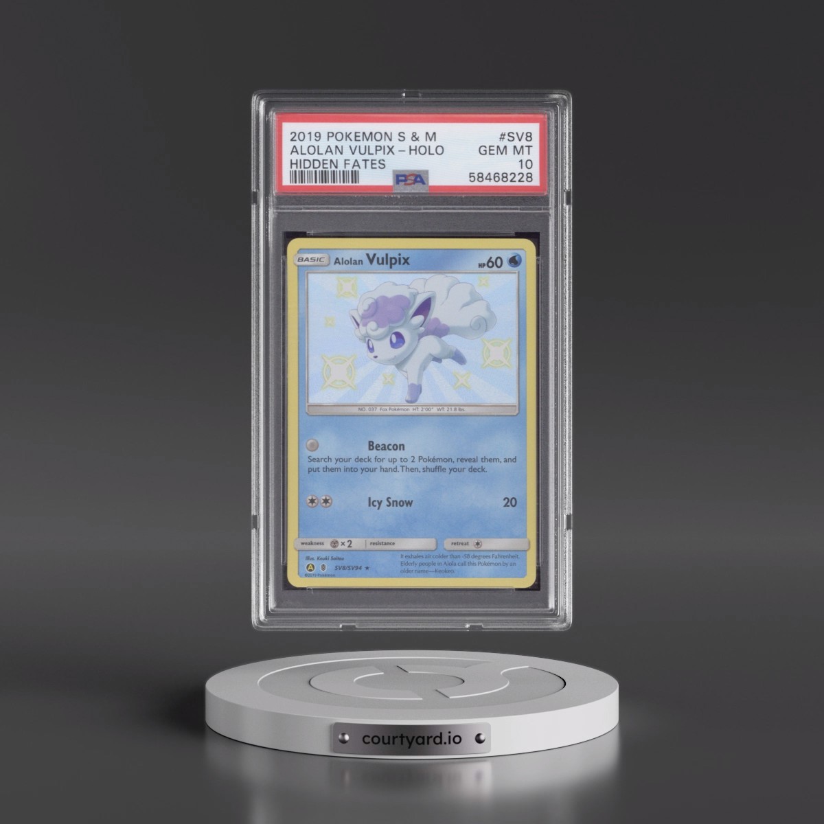 2019 Pokémon Sun & Moon Hidden Fates #SV8 Alolan Vulpix - Holo (PSA 10 GEM MINT)