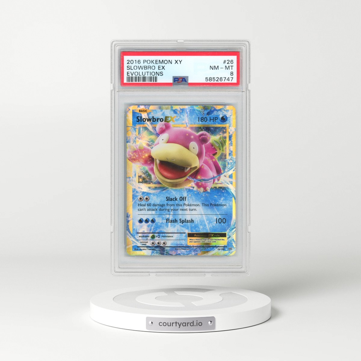 2016 Pokémon XY Evolutions #26 Slowbro EX - Holo (PSA 8 NM-MT)