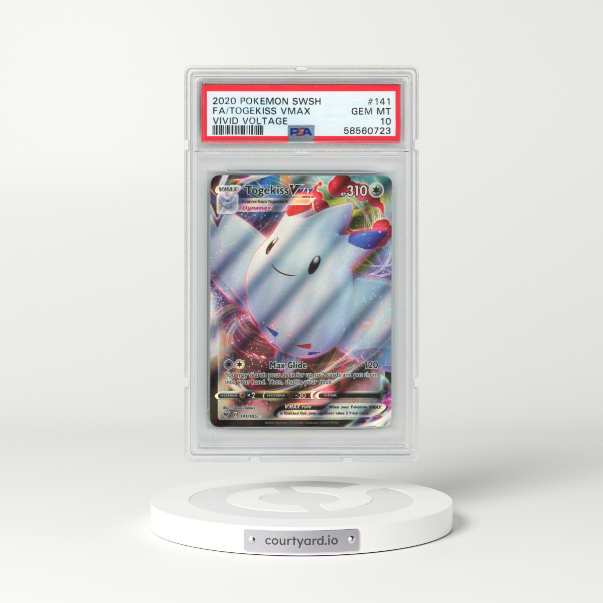 2020 Pokémon Sword & Shield Vivid Voltage #141 Togekiss Vmax - Full Art (PSA 10 GEM MINT)