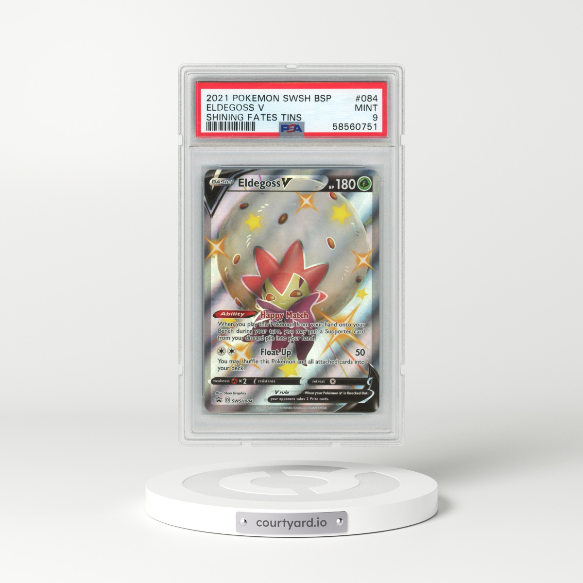 2021 Pokémon Swsh Black Star Promo #084 Eldegoss V - Holo Shining Fates Tins (PSA 9 MINT)
