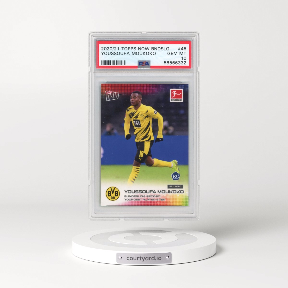 2020 Topps Now Bundesliga #45 Youssoufa Moukoko (PSA 10 GEM MINT)