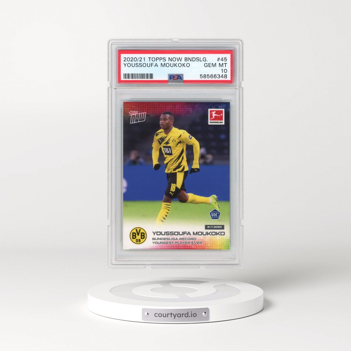 2020 Topps Now Bundesliga #45 Youssoufa Moukoko (PSA 10 GEM MINT)