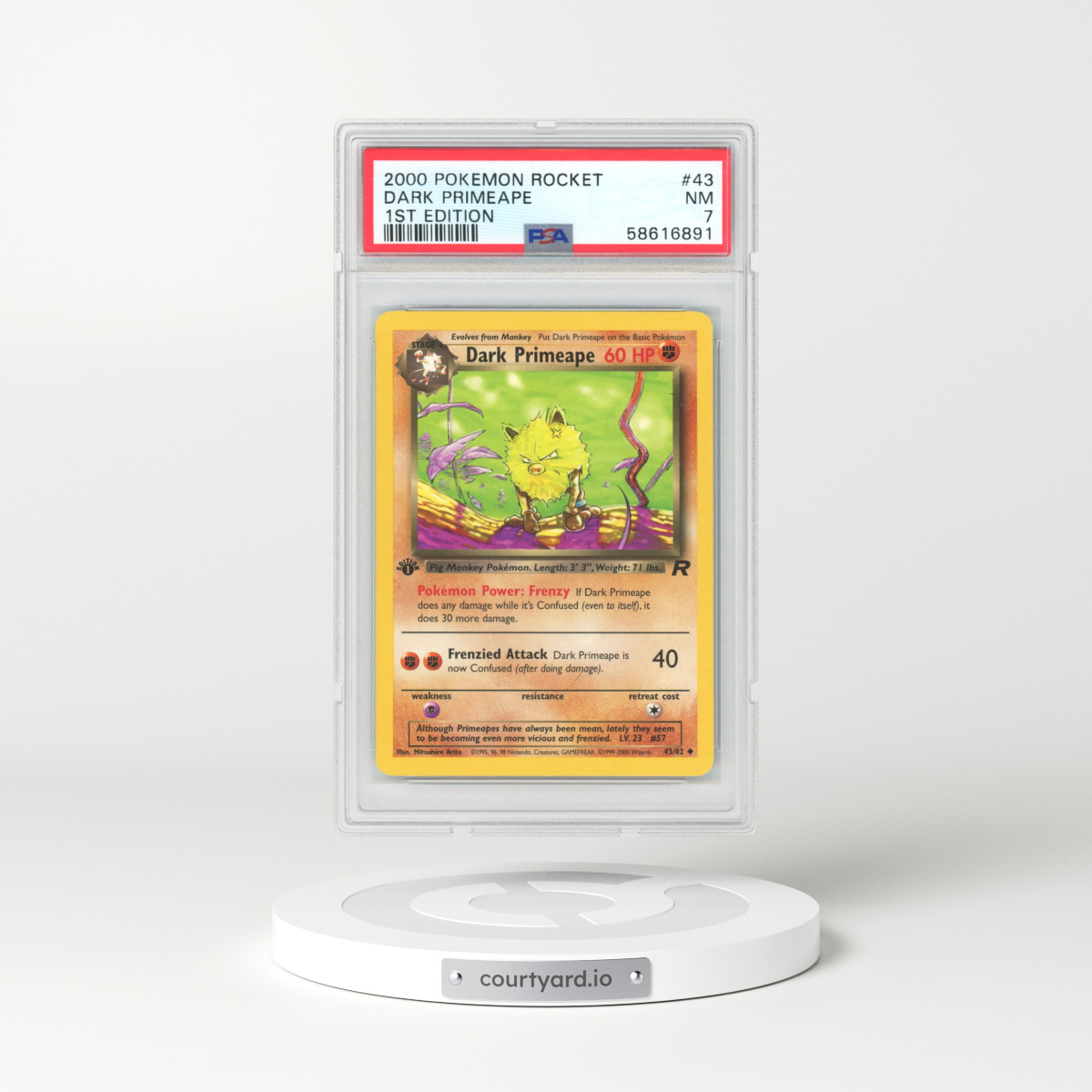 2000 Team Rocket #43 Dark Primeape - 1st Edition (PSA 7 NM)