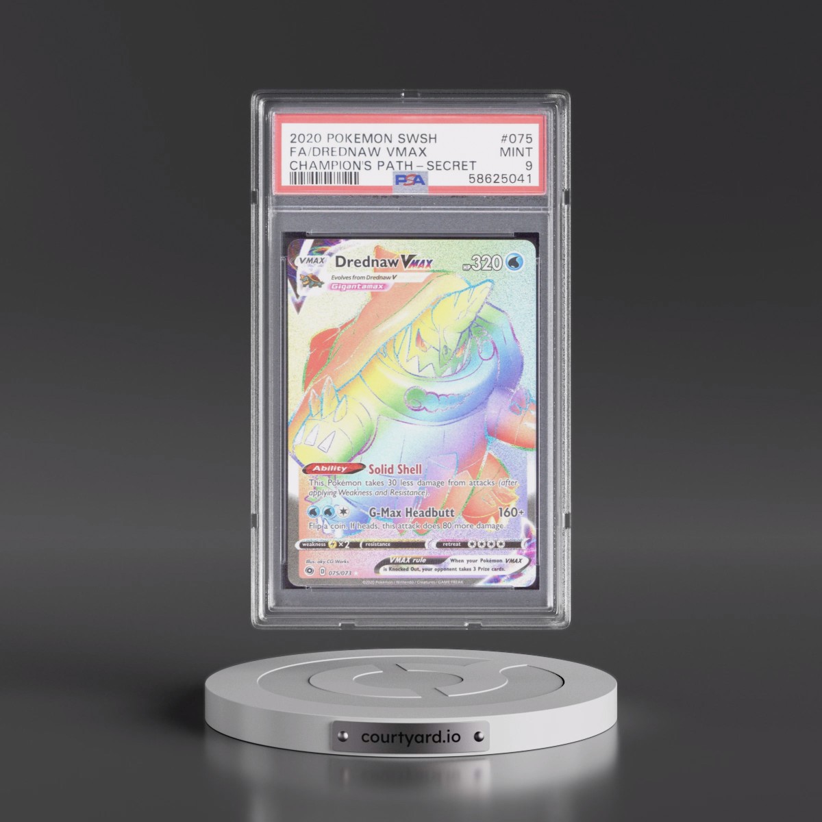 2020 Pokémon Sword & Shield Champion's Path #075 Drednaw Vmax - Full Art Secret (PSA 9 MINT)