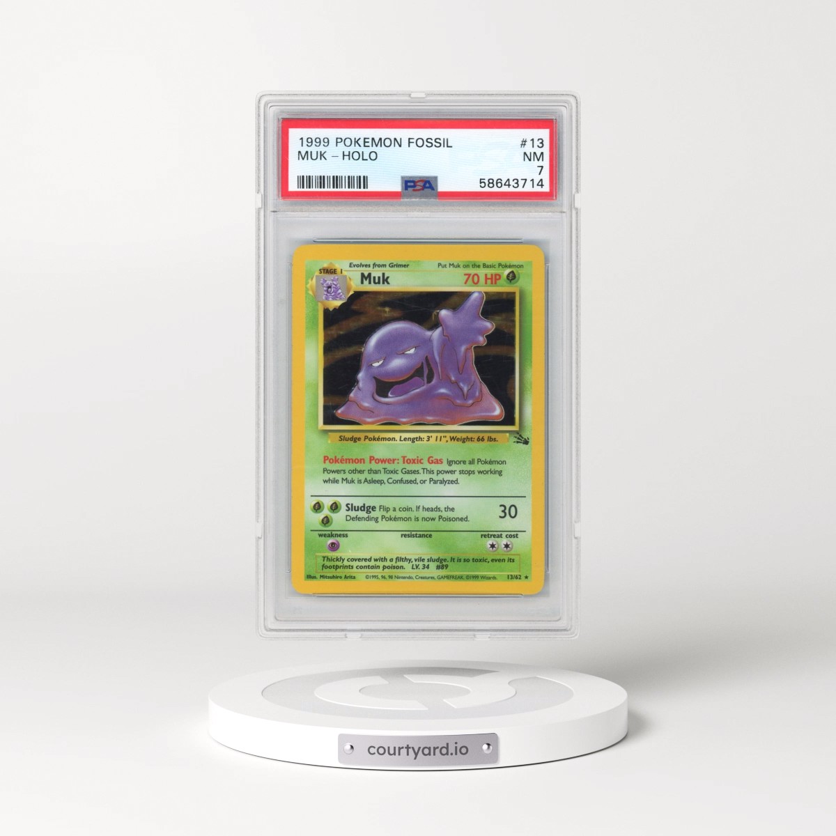 1999 Pokémon Fossil #13 Muk - Holo (PSA 7 NM)