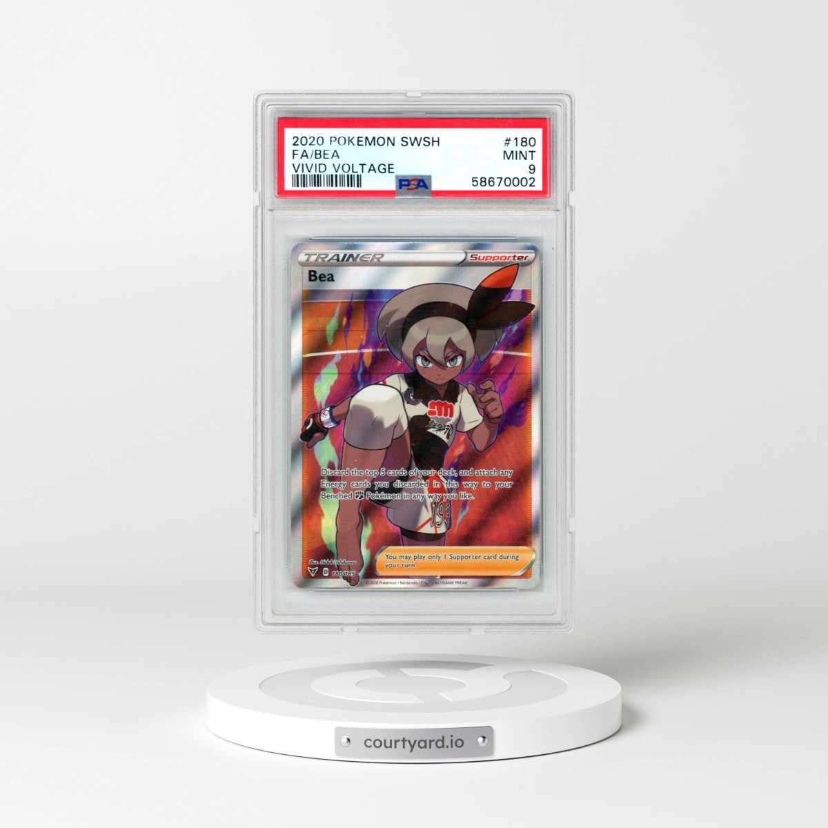 2020 Pokémon Sword & Shield Vivid Voltage #180 Bea - Full Art (PSA 9 MINT)