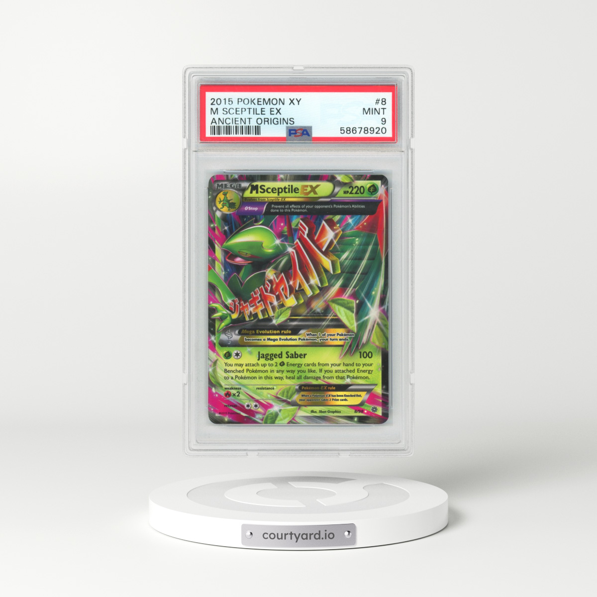 2015 Pokémon XY Ancient Origins #8 M Sceptile EX - Holo (PSA 9 MINT)