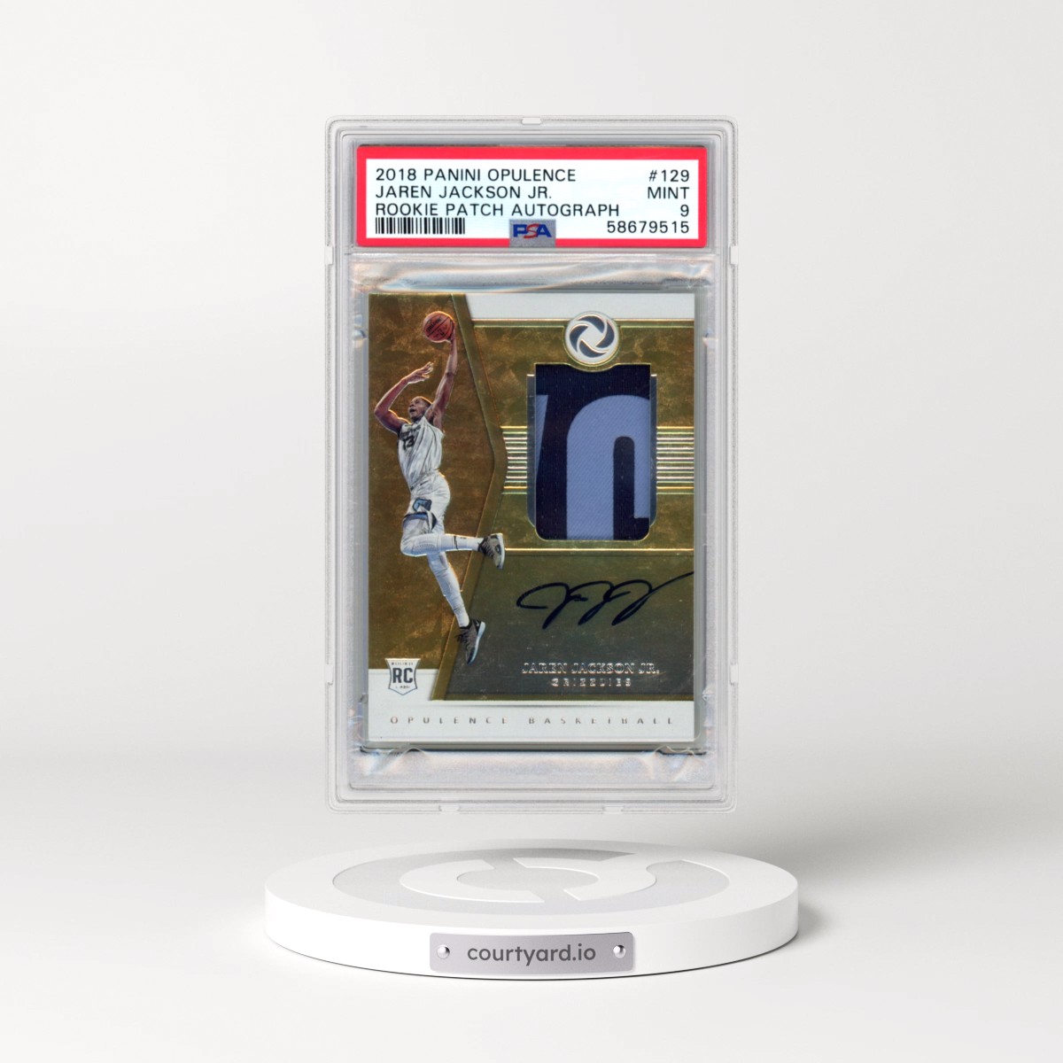 2018 Panini Opulence #129 Jaren Jackson Jr. - Rookie Patch Autograph (PSA 9 MINT)