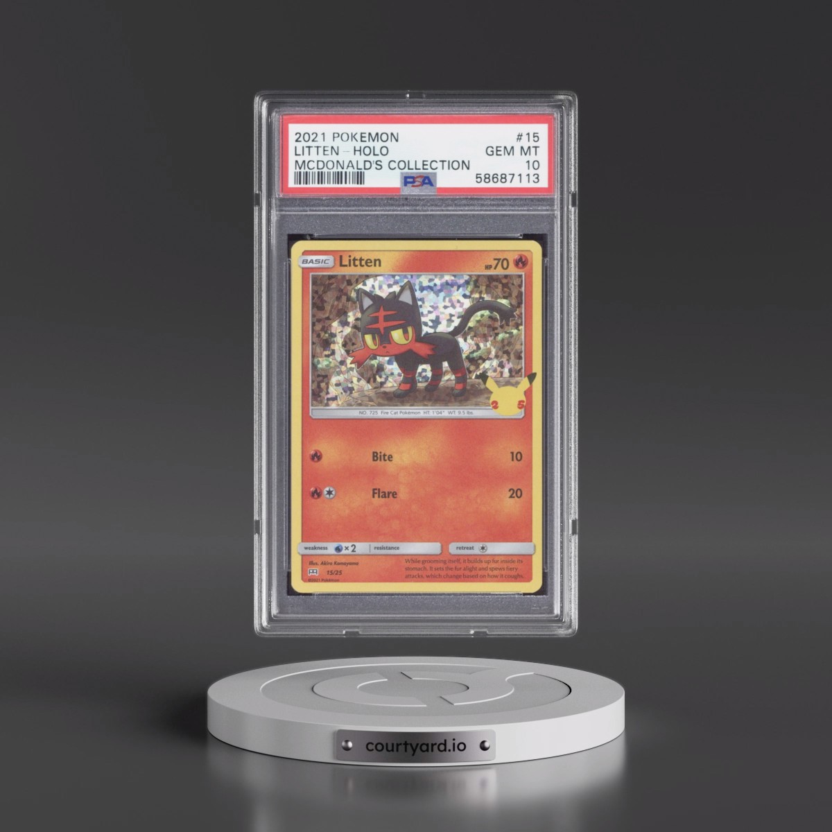 2021 Pokémon Mcdonald's Collection #15 Litten - Holo (PSA 10 GEM MINT)