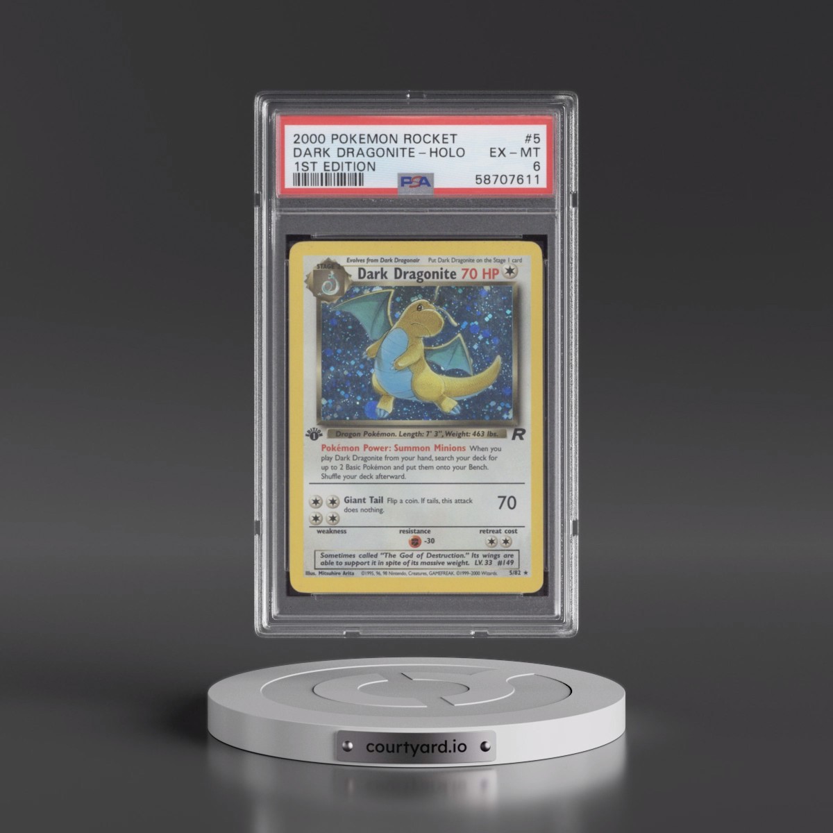 2000 Pokémon Rocket #5 Dark Dragonite - 1st Edition Holo (PSA 6 EX-MT)