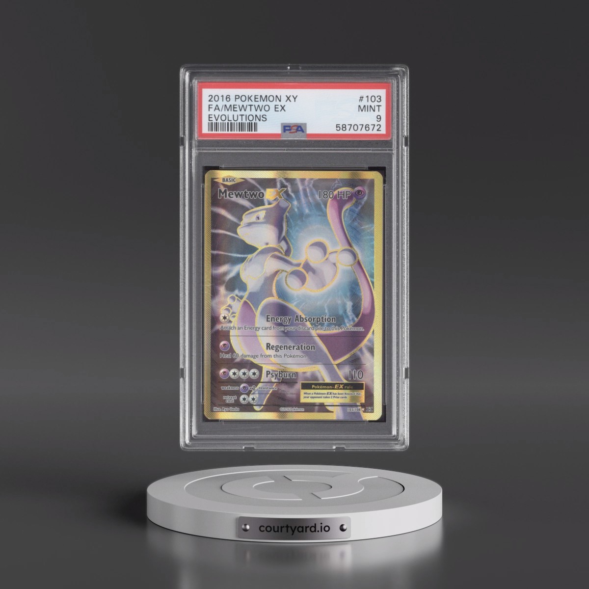 2016 Pokémon XY Evolutions Mewtwo EX - Holo Full Art #103 PSA 9