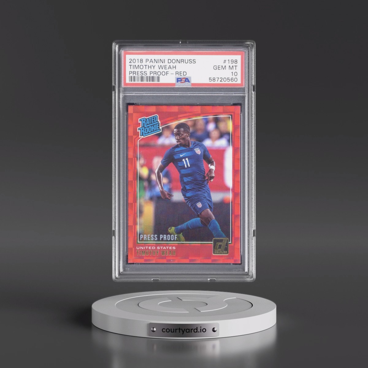 2018 Panini Donruss #198 Timothy Weah - Press Proof-Red (PSA 10 GEM MINT)