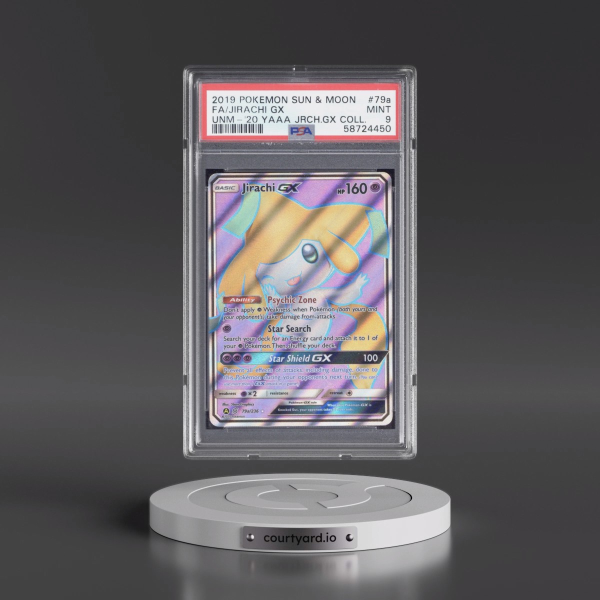 2019 Pokémon Sun & Moon Unified Minds #79a Jirachi GX - Holo Full Art 2020 Yellow A Alternate Art Jirachi GX Collection (PSA 9 MINT)