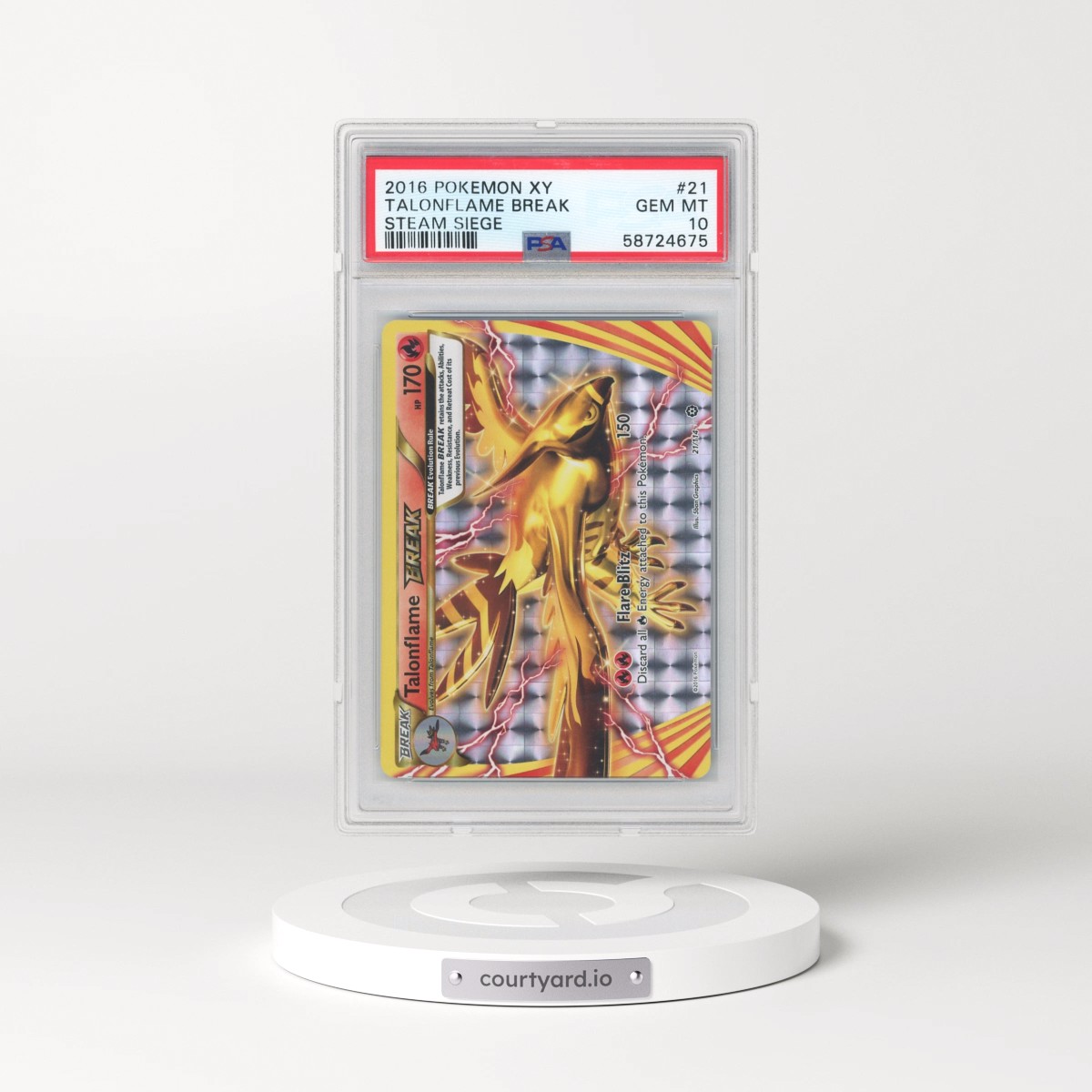 2016 Pokémon XY Steam Siege #21 Talonflame Break (PSA 10 GEM MINT)