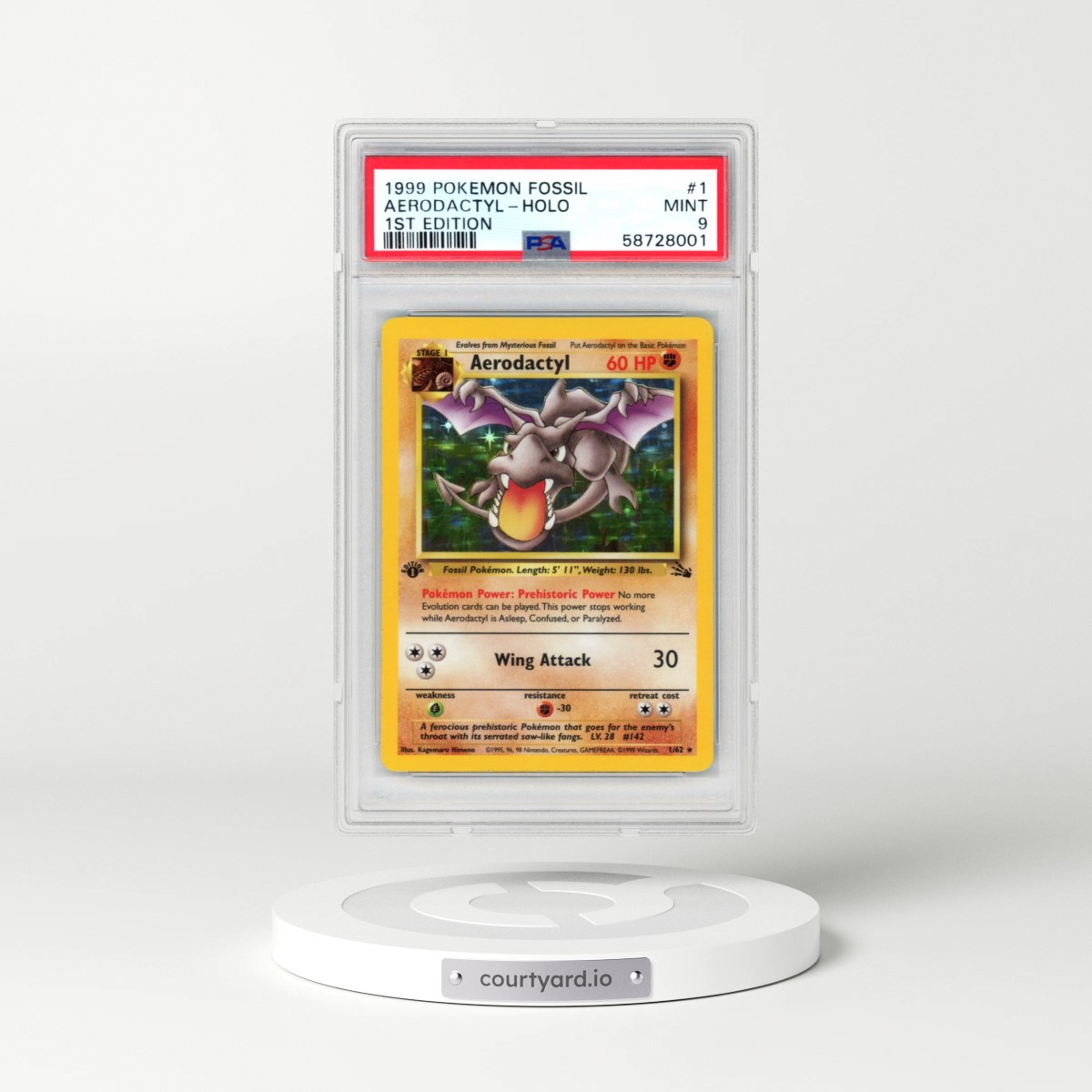 1999 Pokémon Fossil #1 Aerodactyl - 1st Edition Holo (PSA 9 MINT)