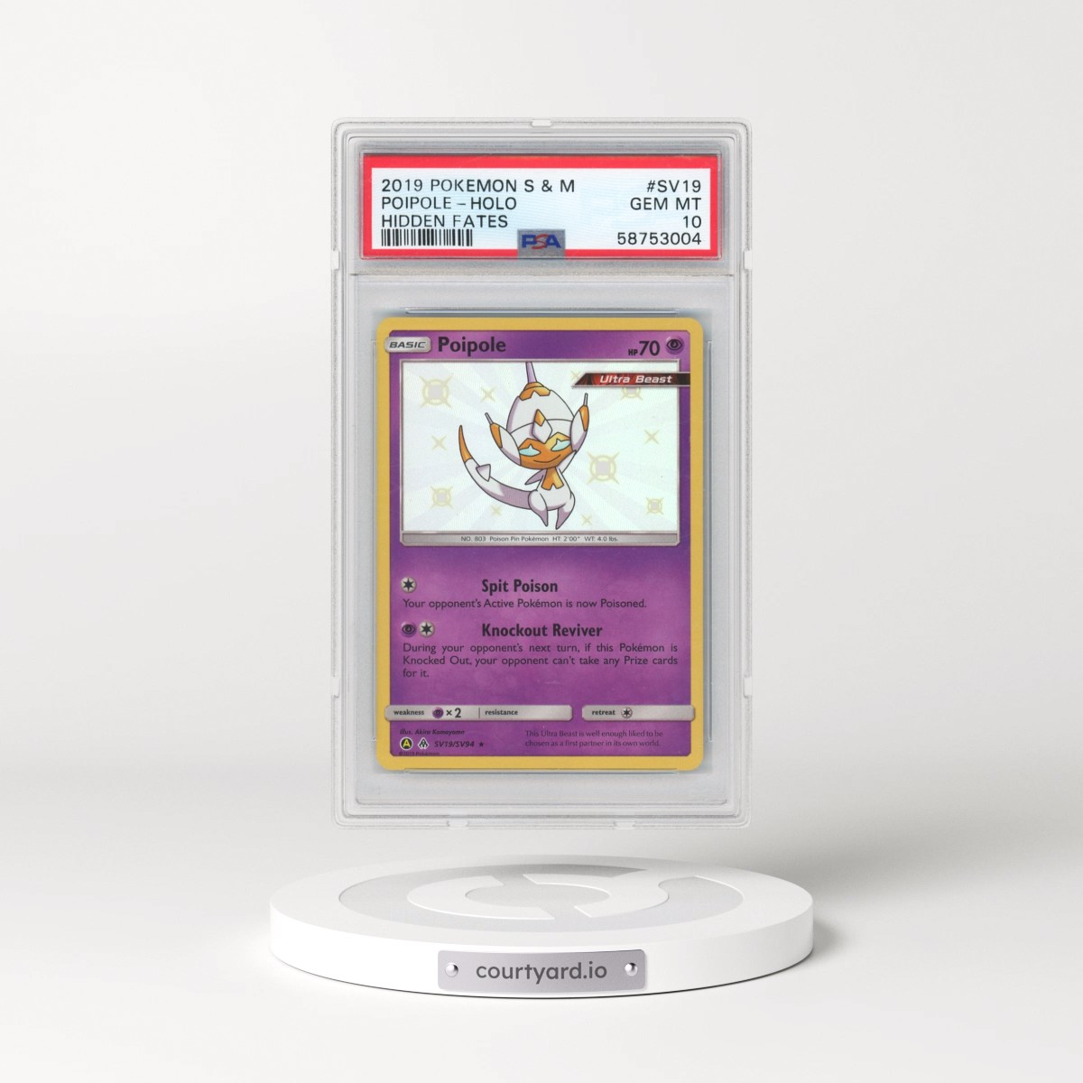 2019 Pokémon Sun & Moon Hidden Fates #SV19 Poipole - Holo (PSA 10 GEM MINT)