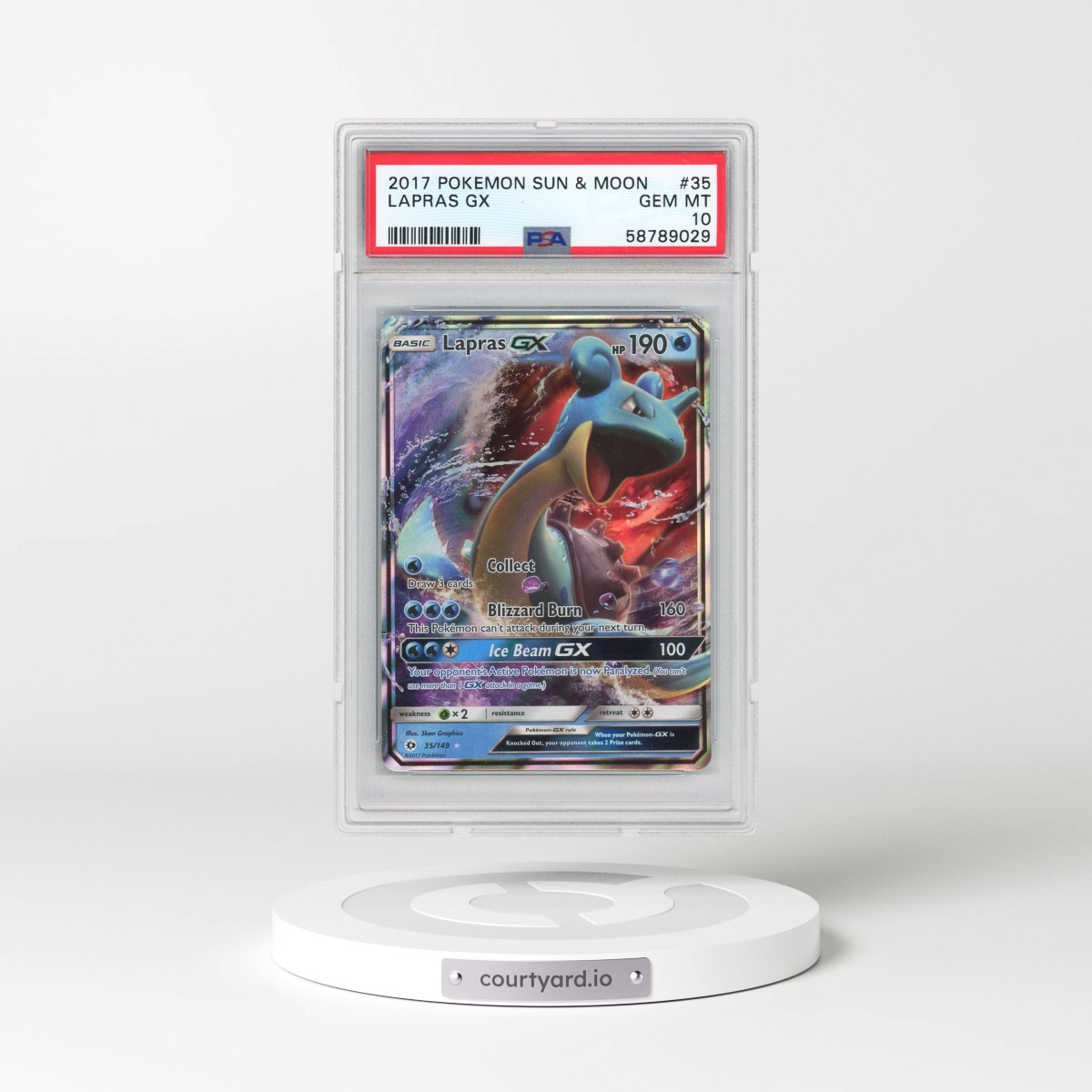 2017 Pokémon Sun & Moon #35 Lapras GX - Holo (PSA 10 GEM MINT)