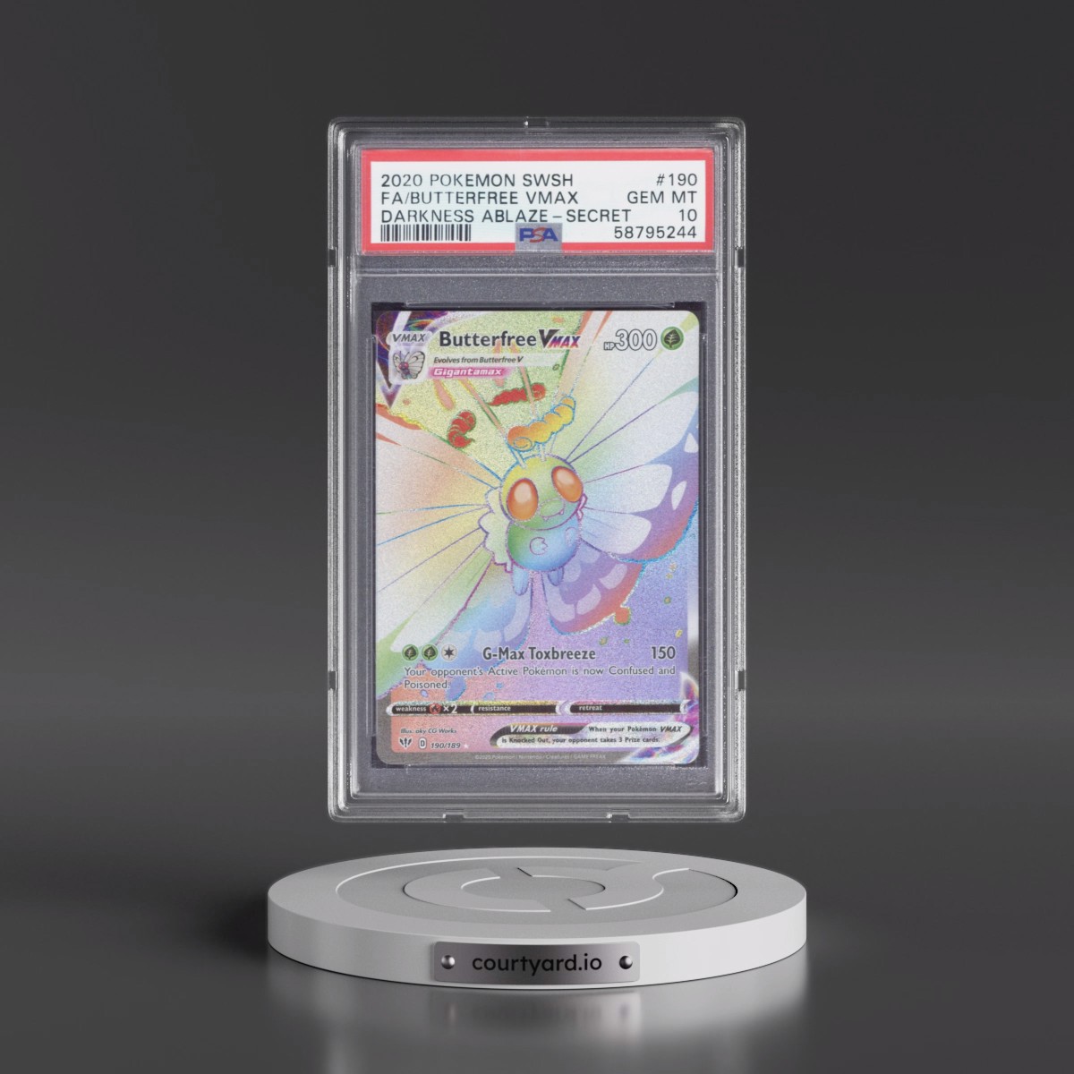2020 Pokémon Sword & Shield Darkness Ablaze #190 Butterfree Vmax - Full Art Secret (PSA 10 GEM MINT)