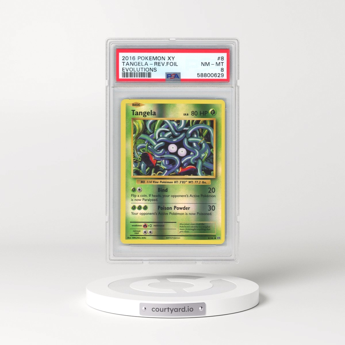 2016 Pokémon XY Evolutions #8 Tangela - Reverse Foil (PSA 8 NM-MT)