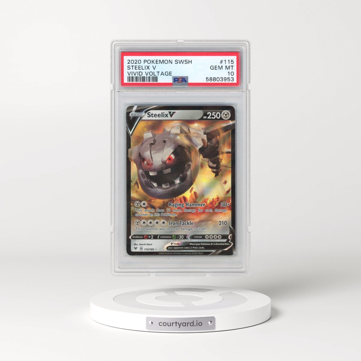 2020 Pokémon Sword & Shield Vivid Voltage #115 Steelix V - Holo (PSA 10 GEM MINT)