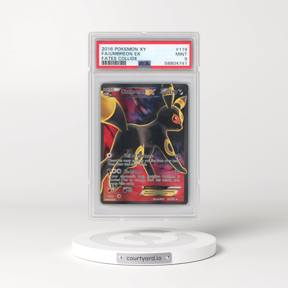 2016 Pokémon XY Fates Collide #119 Umbreon EX - Holo Full Art (PSA 9 MINT)