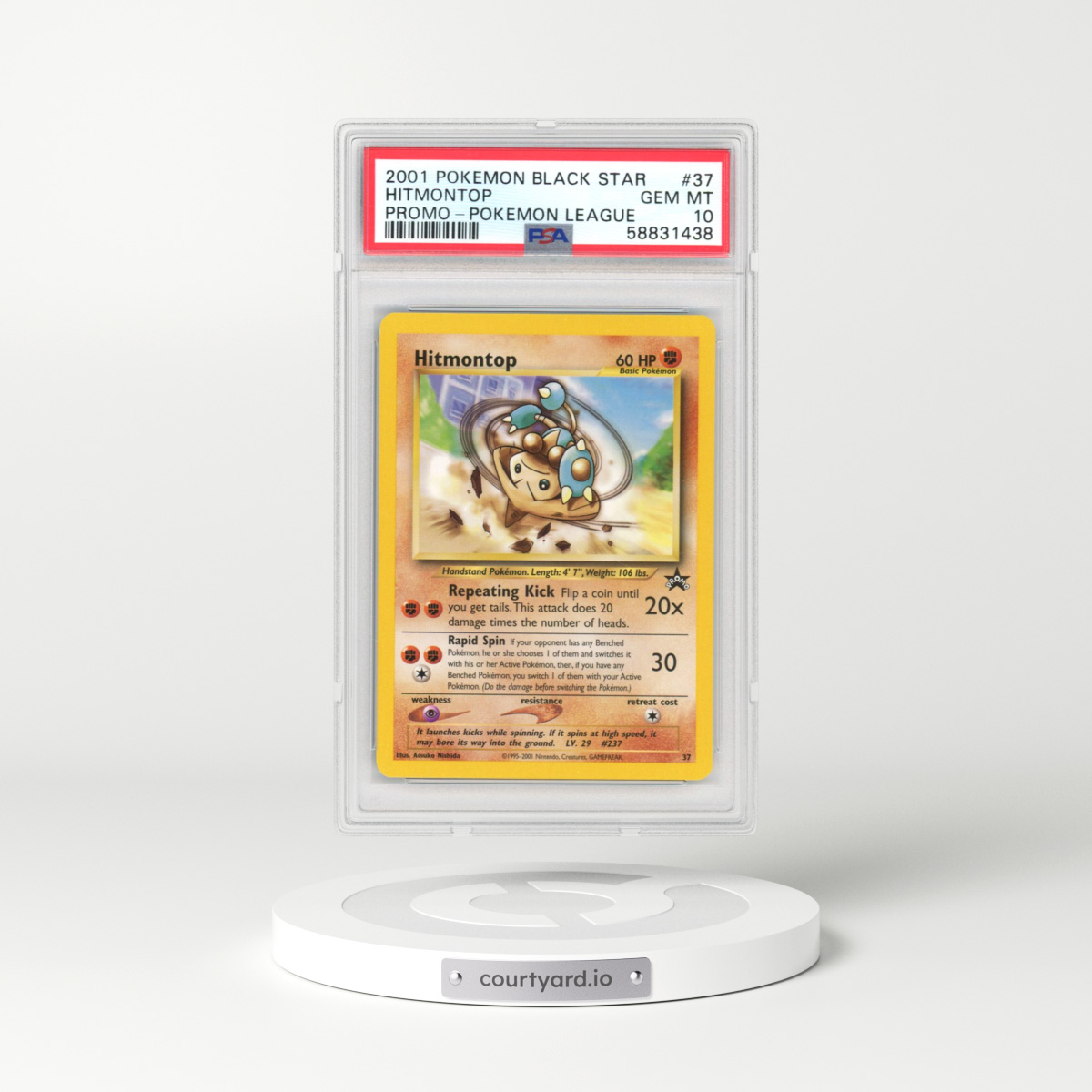 1999 Black Star Promos #37 Hitmontop - Pokémon League (PSA 10 GEM MINT)