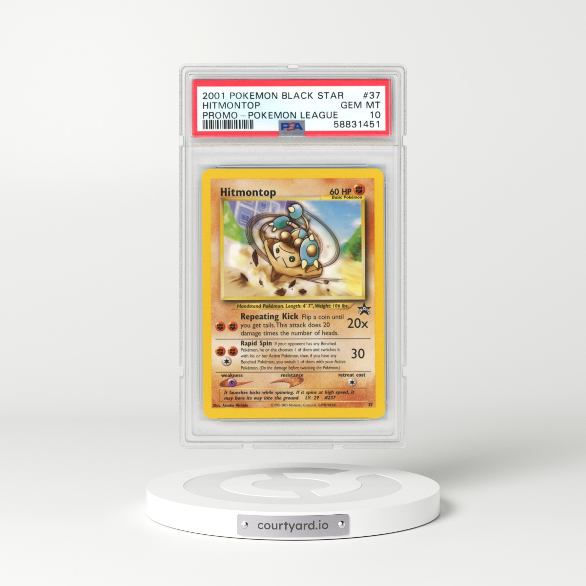 1999 Black Star Promos #37 Hitmontop - Pokémon League (PSA 10 GEM MINT)