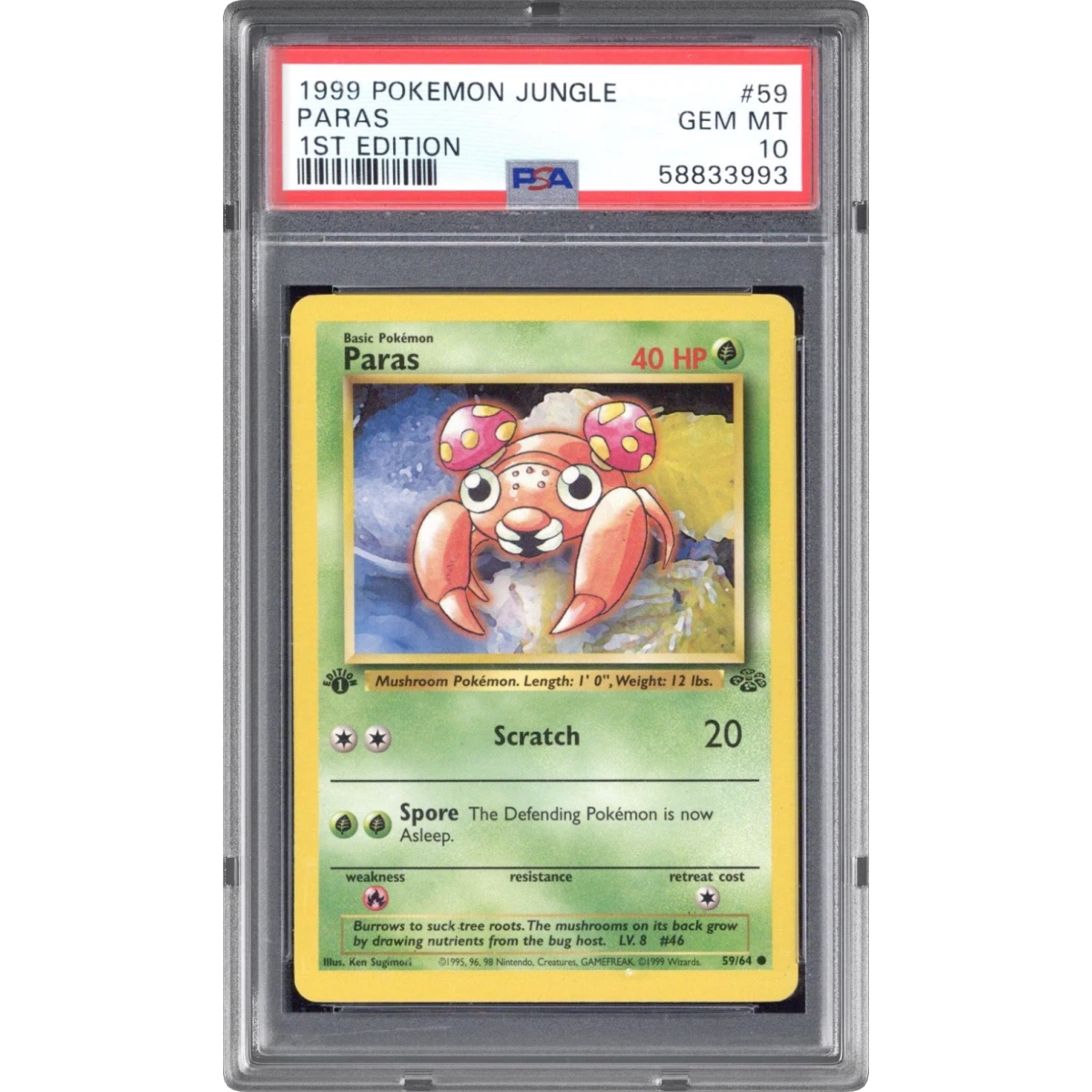 1999 Pokémon Jungle #59 Paras - 1st Edition (PSA 10 GEM MINT)