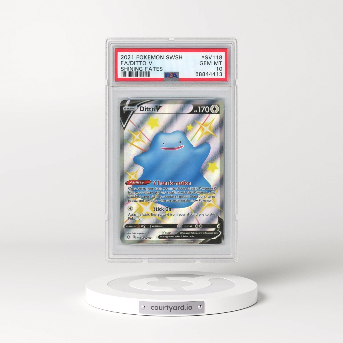 2021 Pokémon Sword & Shield Shining Fates #SV118 Ditto V - Holo Full Art (PSA 10 GEM MINT)